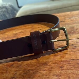 Carhartt Brown Leather Belt with Gold Buckle